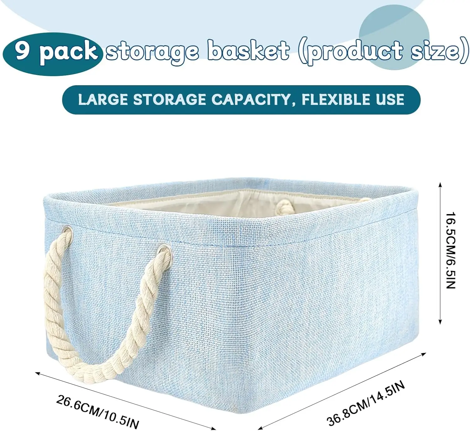 9 Pack Storage Basket Bins & Decorative Baskets Fabric Storage Cubes Containers Bulk W/Handles