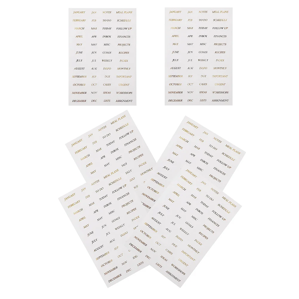 

8 Sheets Gold Letter Stickers Decorative Scrapbook Decals DIY Notebook PVC Tape Bright Color Smooth Surface Long Term