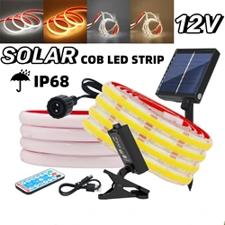 12V COB Solar Strip Light Outdoor IP68 Underwater Flexible Tube Rope Tape Lamp Ribbon 320LEDs/M Linear Lighting For  Swim Pools