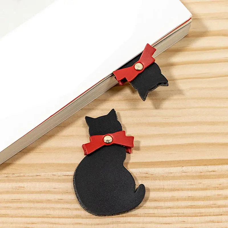 Segnalibro in pelle segnalibro creativo a forma di gatto accessorio per la lettura pennarello per pagine di libri divertenti supporto flessibile per pagine di libri con forte