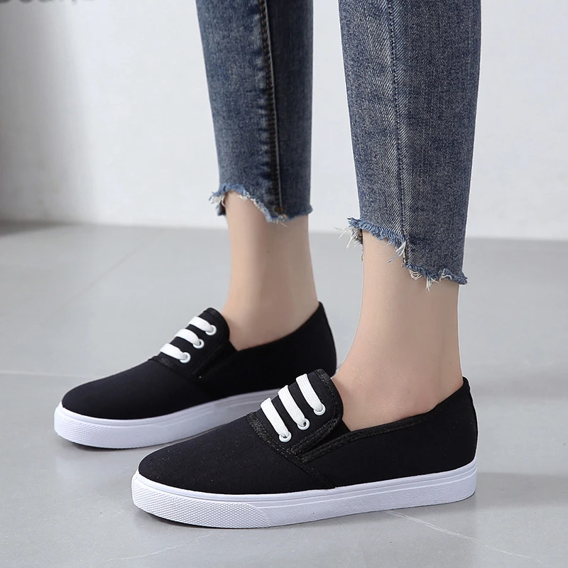 2024 New Women Canvas Sneakers Sport Casual Shoes Spring Flats Sneakers Running Shoes Ladies Shoes Loafers Round Toe Tennis