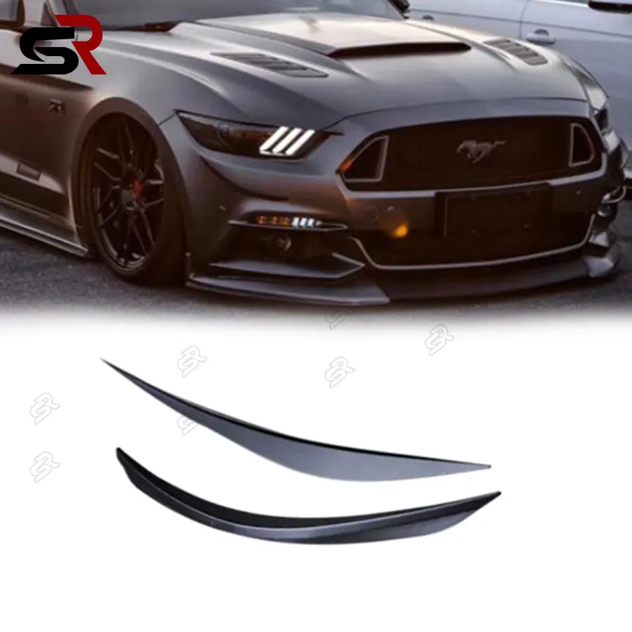 For Ford Mustang Carbon Fiber Front Bumper Side Fins Winglet Air Vent Car Flaps Apron Trim Canards Splitters Body Kit 2015-2017