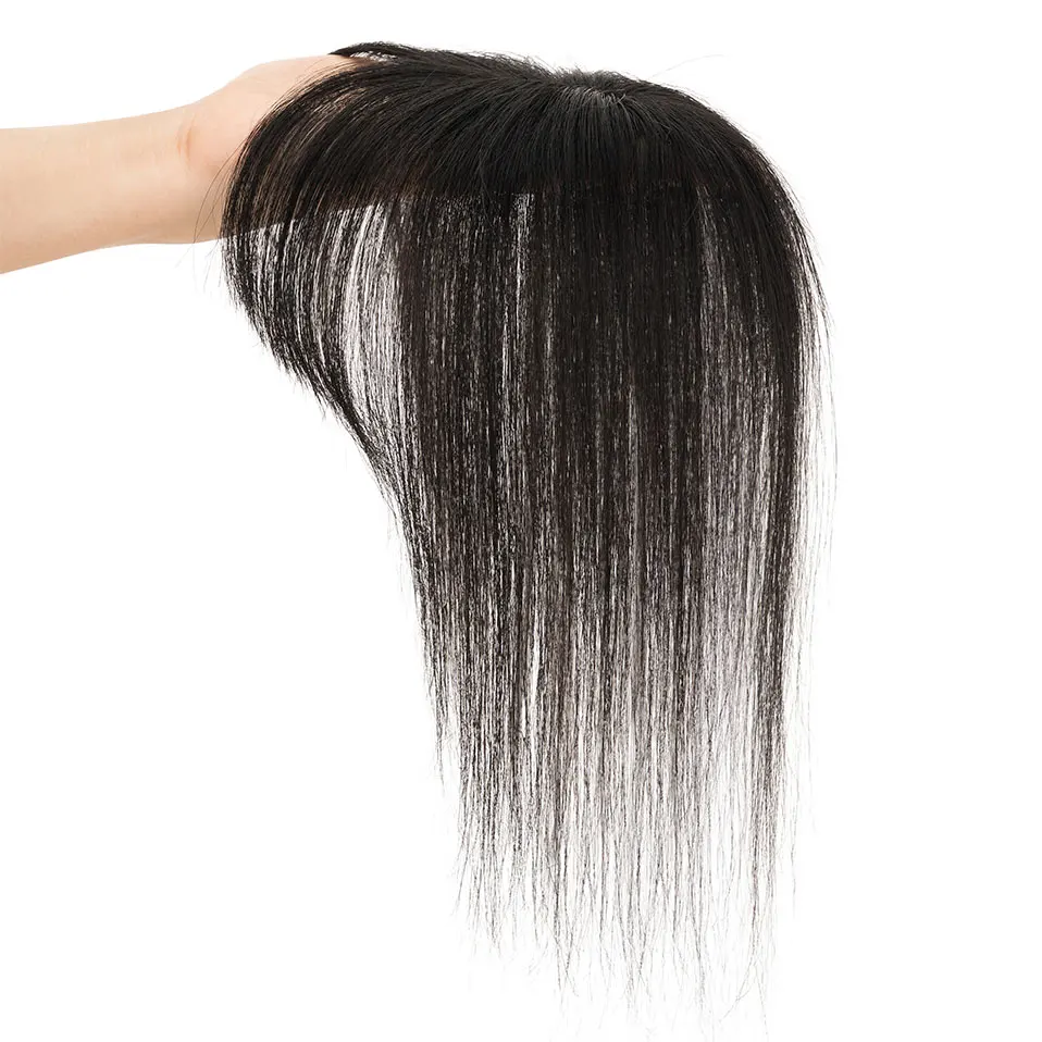 Sego Clip in Bangs Real Human Hair Toppers Natural Clip on Fringe Hair Extensions with Temples Fake Bangs Hairpiece for Women