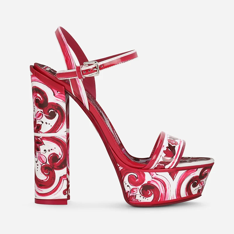 

Босоножки на платформе с красным принтом, модная женская обувь Zapatos Mujer