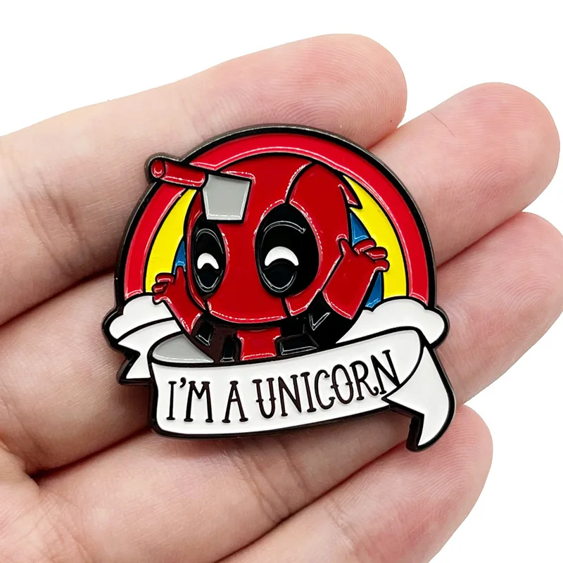 Disney Pins Creative Cute Deadpool Cartoon Pattern Metal Emblem Flip Collar Pins Fashion Clothing Decoration Women's Accessories