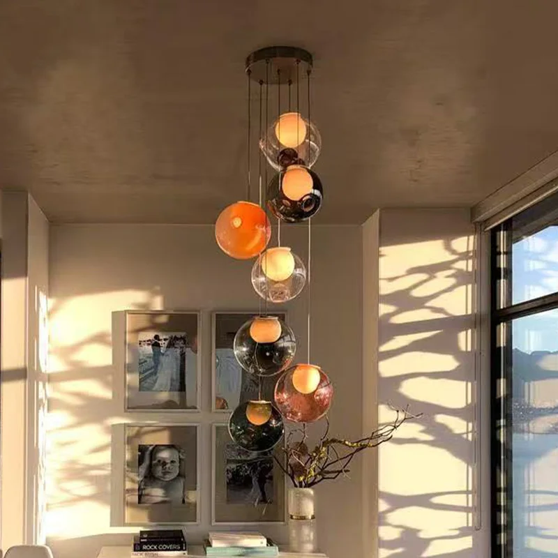 2026 New Interior Decoration Ceiling Chandelier, Coloured Glass Lustre, DIY Styling, Dimmable, Suitable For Dining Rooms And Bar