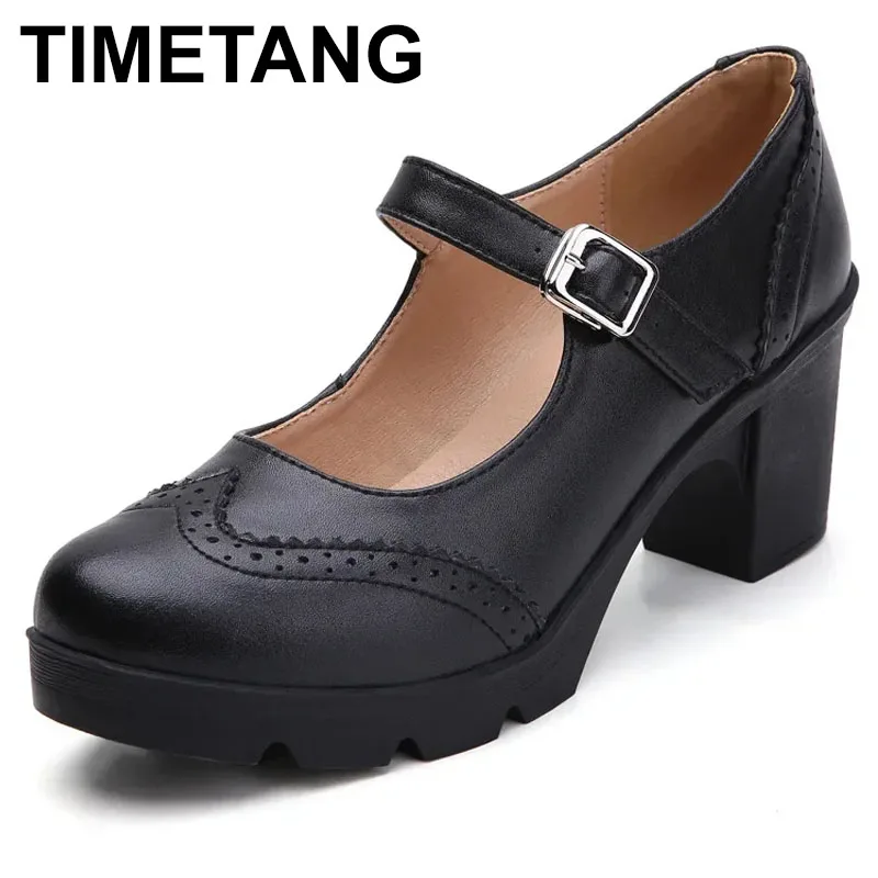 

2025 женские туфли-лодочки Мэри Джейн из натуральной овчины, элегантные женские туфли на высоком каблуке в стиле ретро с квадратным носком и платформой