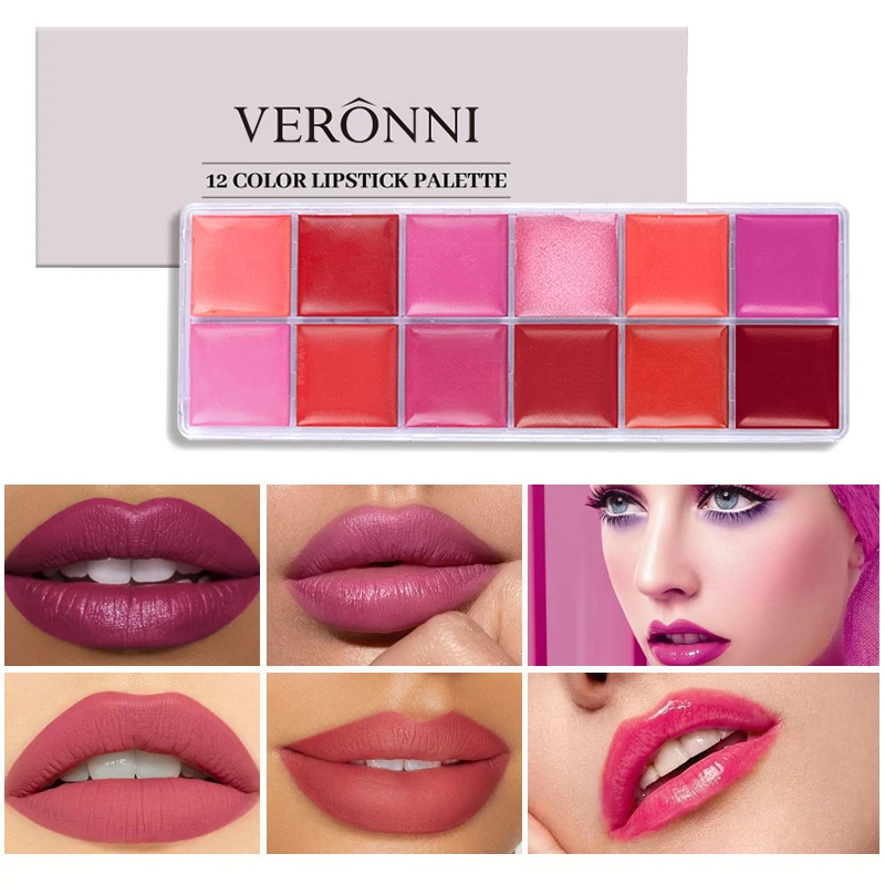 12 Color Lipstick Palette Velvet Matte Moisturizing Lipstick Lip Gloss Palette Waterproof Color-Resistant Lipstick Palette