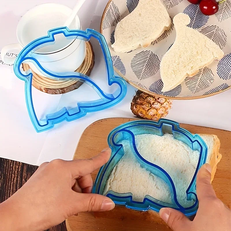 1 buah alat pengiris roti berbentuk dinosaurus, mesin pemotong roti cangkang sandwich, cetakan roti