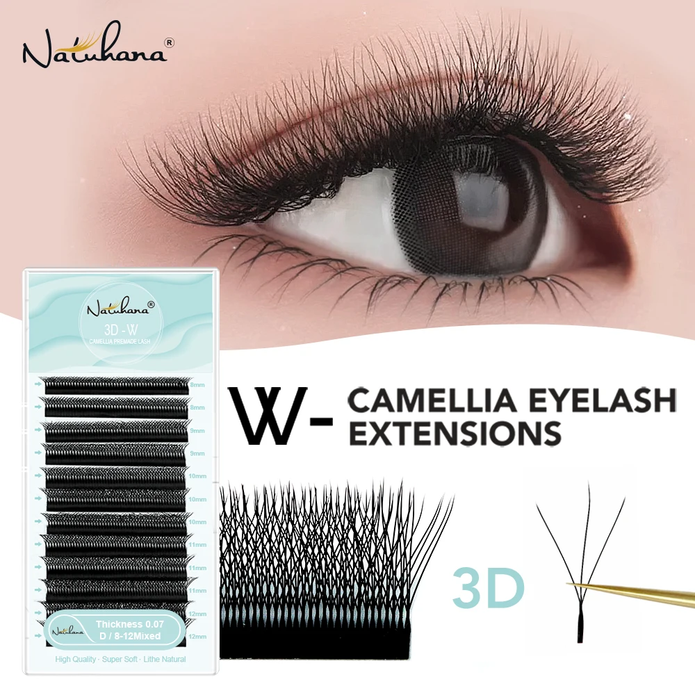 NATUHANA 3D Clover Premade Volume Lashes Czarne Rzęsy w Kształcie W Russian Volume Przedłużane Rzęsy Łatwe do Tworzenia Kępek dla Profesjonalnych Salonów — zdjęcie 6