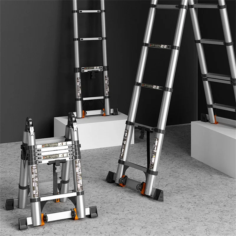 

Modern Aluminum Alloy Folding Ladder Home Telescopic Ladder Multi-function Herringbone Ladder Engineering Portable Lift Stairs