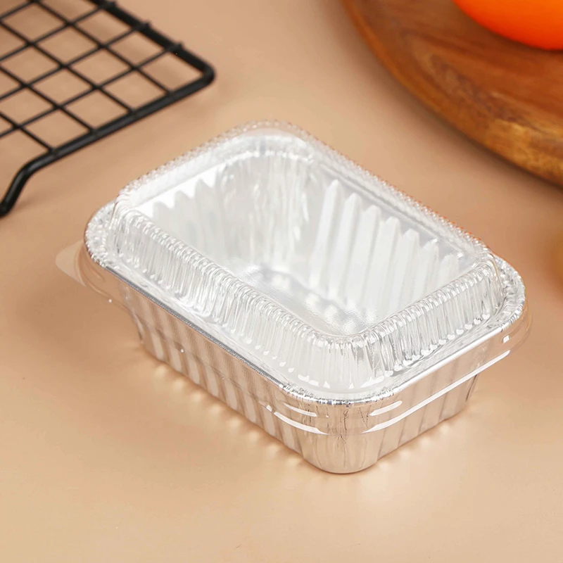 ~10Pcs Disposable Rectangular Aluminum Foil Baking Pans With Lids For Cakes Muffins Bread Food Storage Takeout Containers