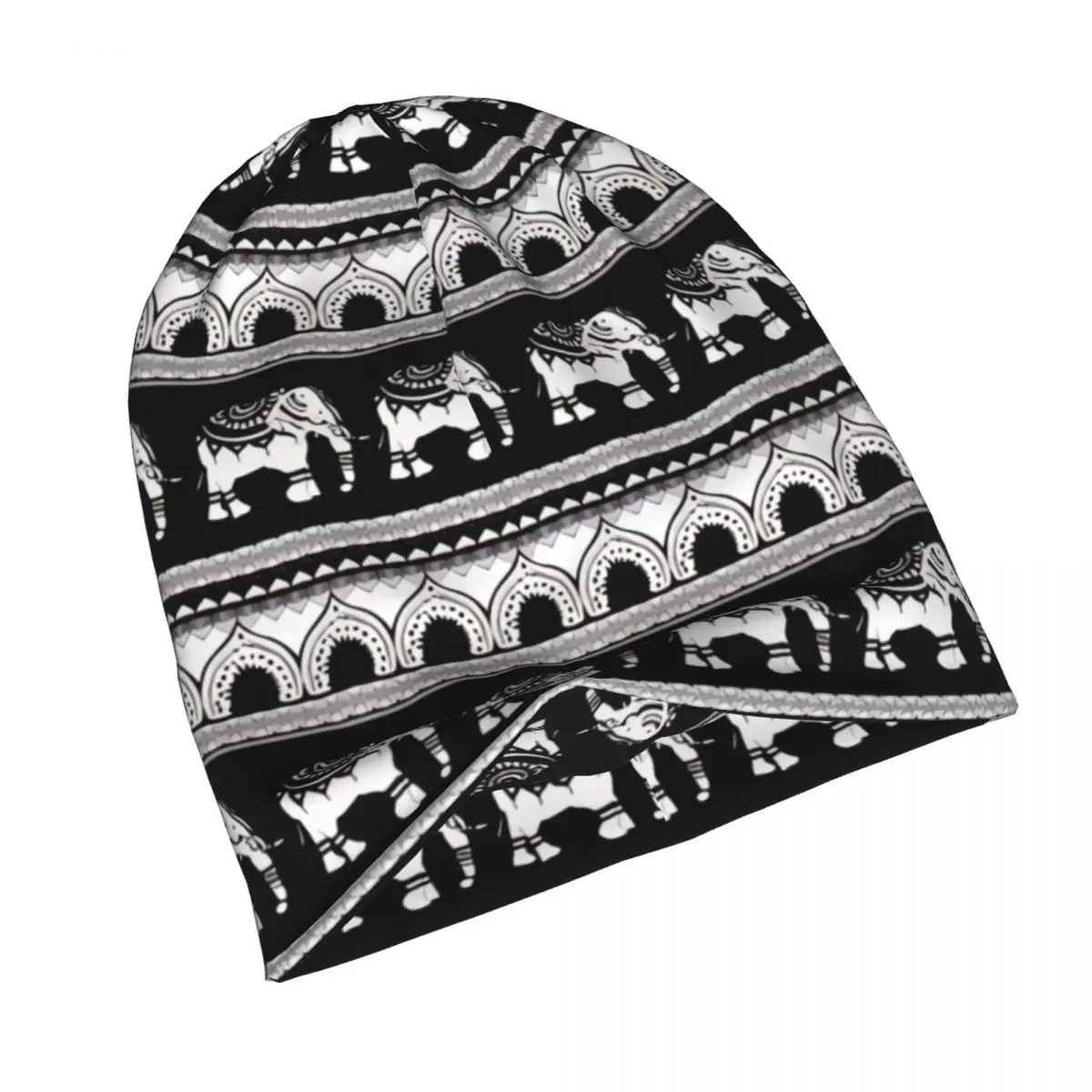 Bonnet Hats India Mandala Men Women's Thin Hat Mandala Elephants Ethnic Boho Pattern Cap Hip Hop Skullies Beanies Caps