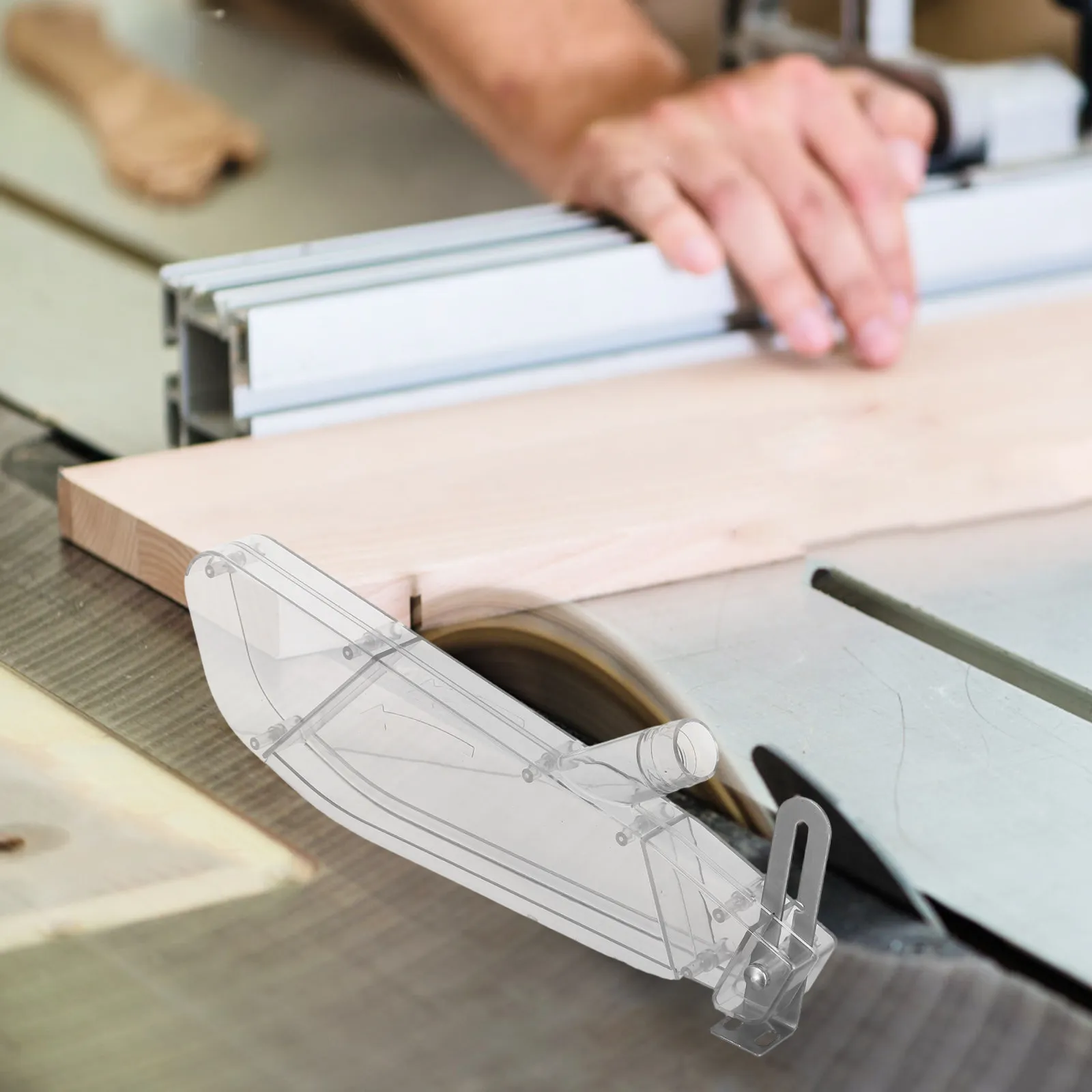 

Transparent Table Saw Dust Collection Guard for Woodworking - Universal Fit Heavy-Duty Protective Cover with Optimized Airflow