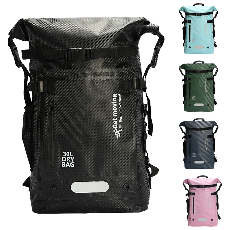 30L Waterproof Backpack Large Capacity Heavy Duty Roll-Top Closure Dry Bag for Diving Fins and Diving Material Swimming Bag