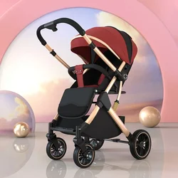 Baby Stroller Lightweight Foldable Carrinho De Bebe Can Sit or Lie Down High Landscape Two-way Baby Stroller for Newborns