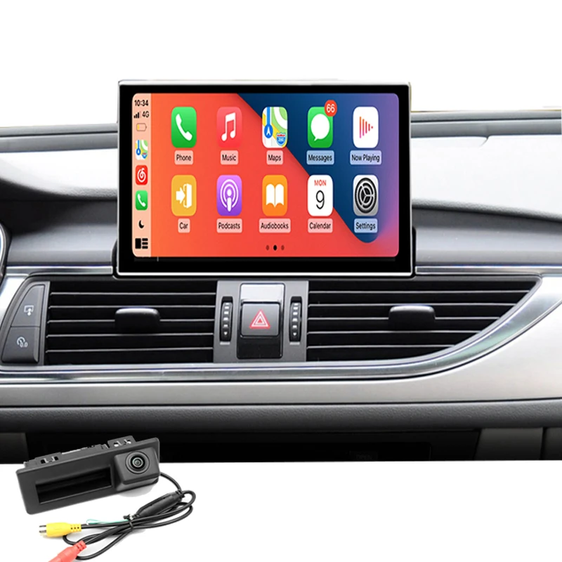 لاسلكي Carplay أندرويد 13 شاشة تعمل باللمس سيارة عرض الكمبيوتر لأودي A6 C7 A7 2012-2018 واي فاي 4G 8Core 4GB 64GB نظام تحديد المواقع نافي الوسائط المتعددة