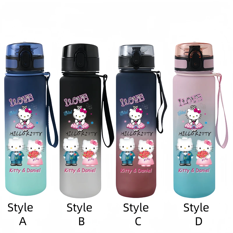 Hello Kitty New 650ml Water Cup Cartoon High-value Plastic Cup Male And Female Students Children's Hot Water Bottle