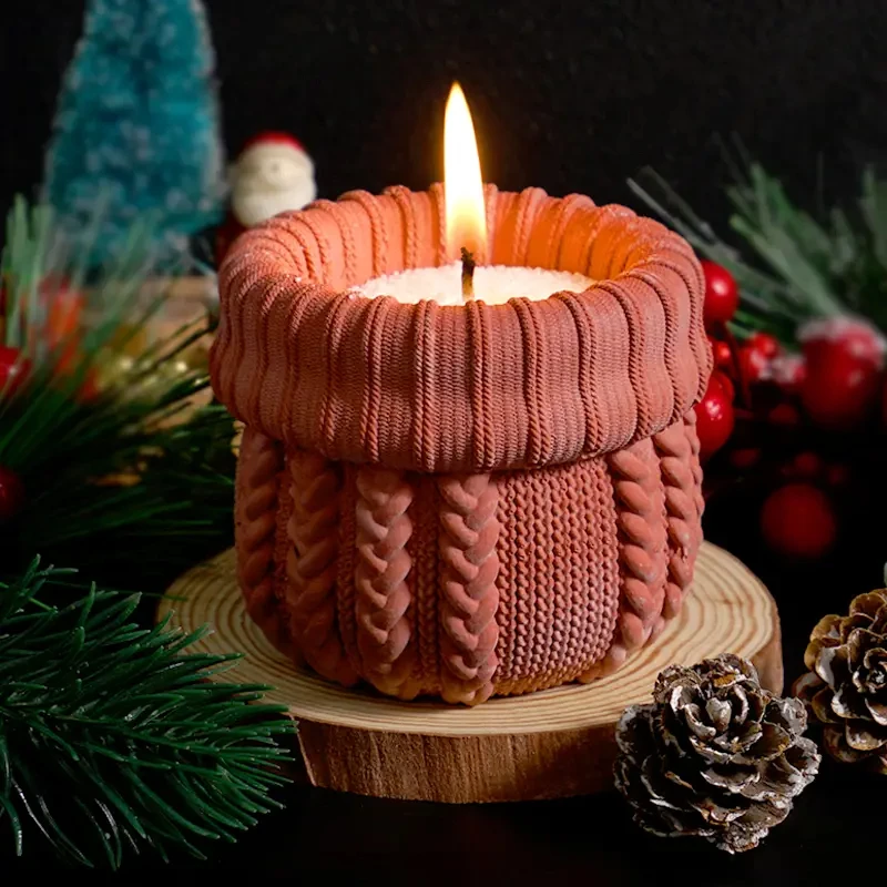 

Knit Hat Plaster Candle Holder Silicone Mold DIY Reusable Create Candle Cup Cement Concrete Storage Containers Epoxy Resin Molds