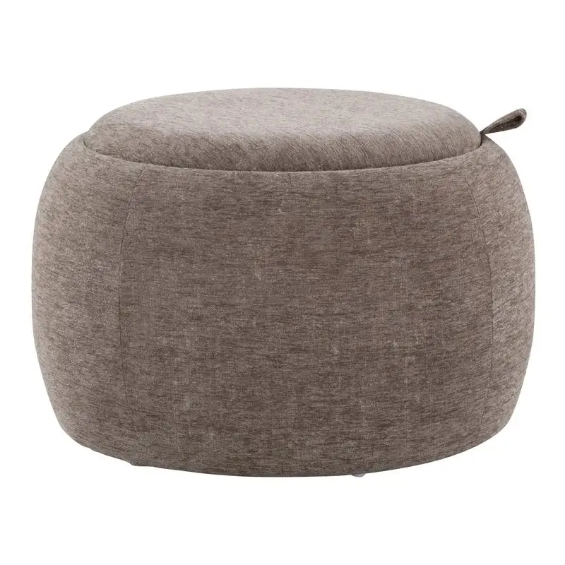 

Contemporary Ottoman with Natural Wood Base and Brown Fabric Upholstery
