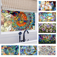 Window Privacy Film Adhesive Film Electrostatic Sticker 3d Decorative Flower Stained Reusable Removable Home Decoration