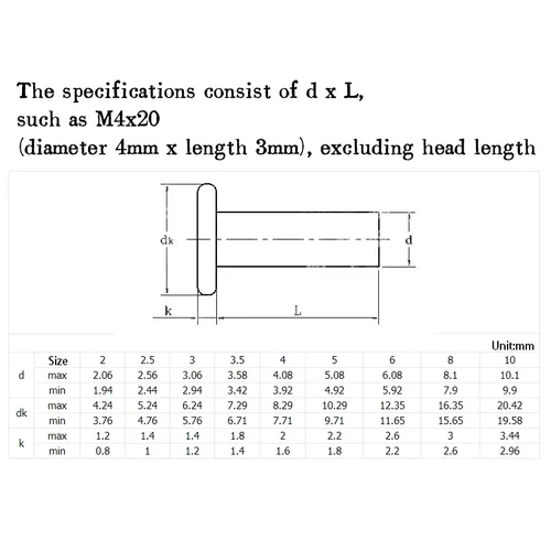 Imagen 2 del producto Remache de cabeza plana de cobre púrpura de cabeza redonda, aleación de cobre, tipo de impacto GB109, 2-100 piezas, M2, M2.5, M3, M4, M5, M8, M6