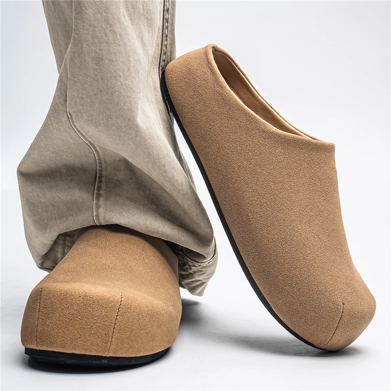 

Men's Summer Half Slip-On Office Mules Casual Retro Style Slip-On Bean Men's Shoes Breathable Sporty Low Heel