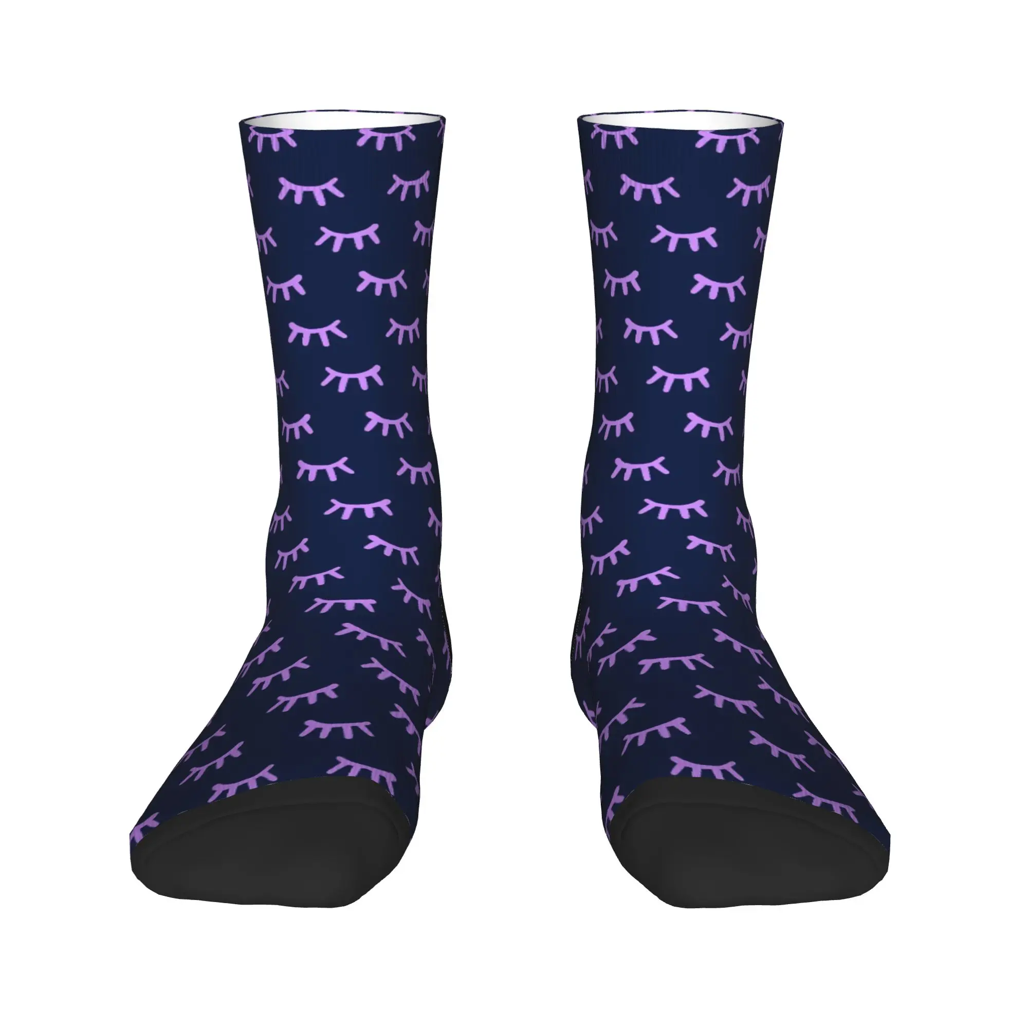 Autumn Winter Fashion Men's Women's Eyelash    Closed Eyes Pattern Socks  Breathable Football Socks,