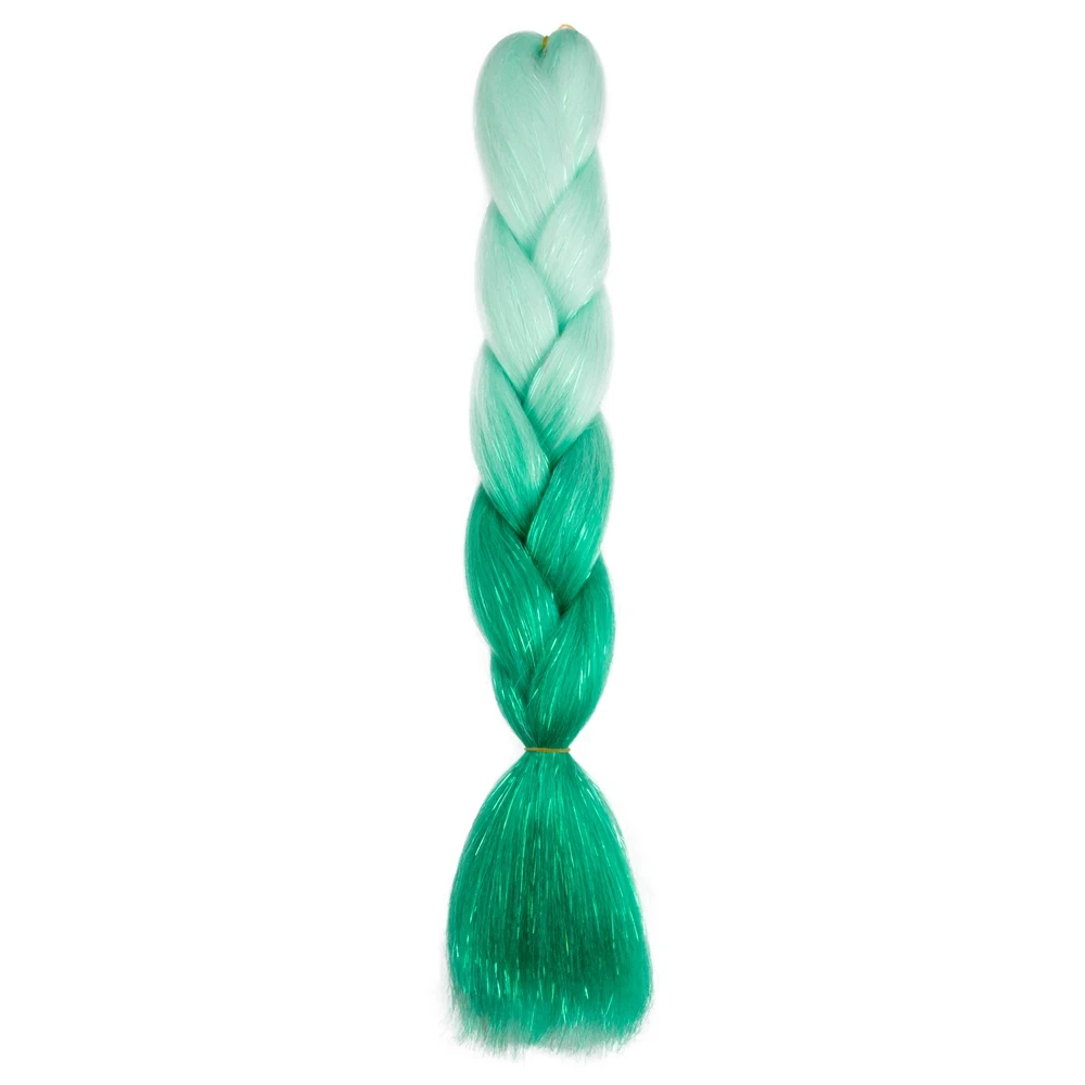 Synthetische Ombre 24Inch Glitter Jumbo Vlechten Extensions Sparkle Regenboog Gekleurde Vlechten Haar Voor Vrouwen Groothandel Diy Kapsel