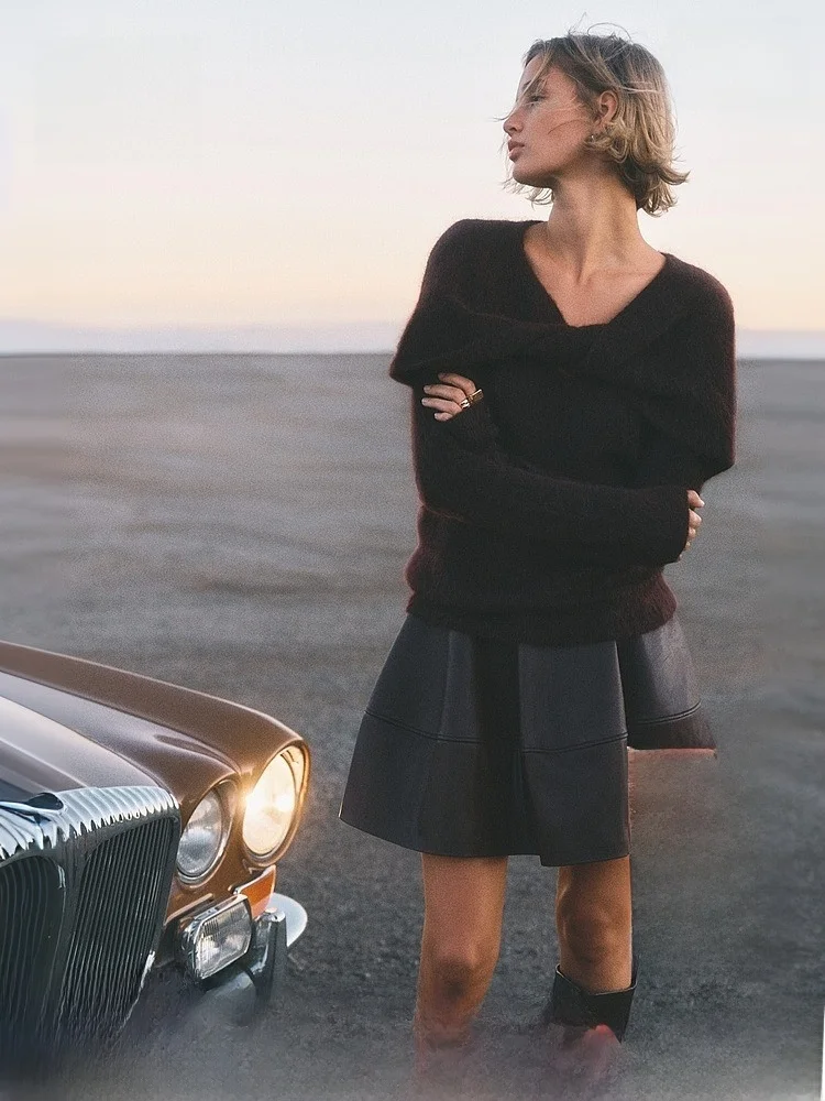 

Red Woolen Knitted Sweater Inner Wear Faionable Top for Women by H&M Winter Collection Casual Fit Comfortable Breathable