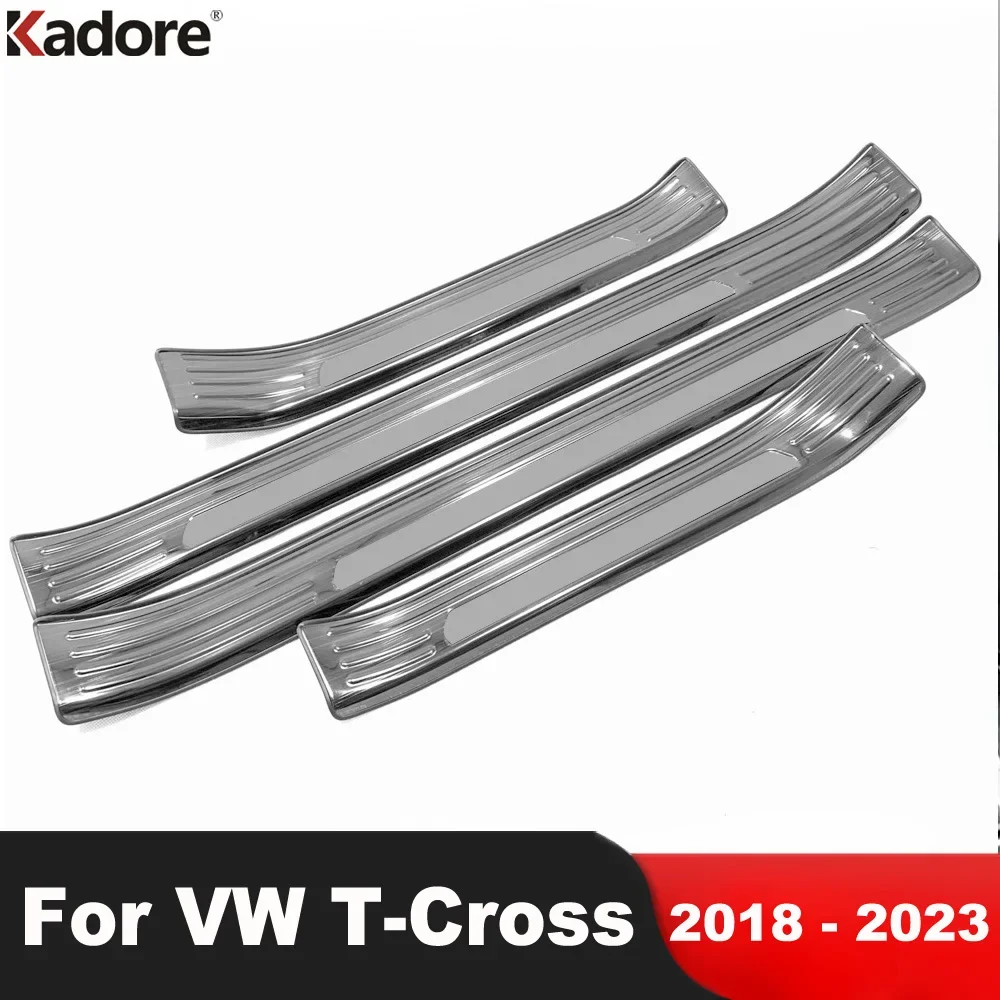 Car Accessories For Volkswagen vw T-Cross Tcross 2018-2023 Steel Door Sill Scuff Plate Cove Trim Welcome Pedal Protector Guard