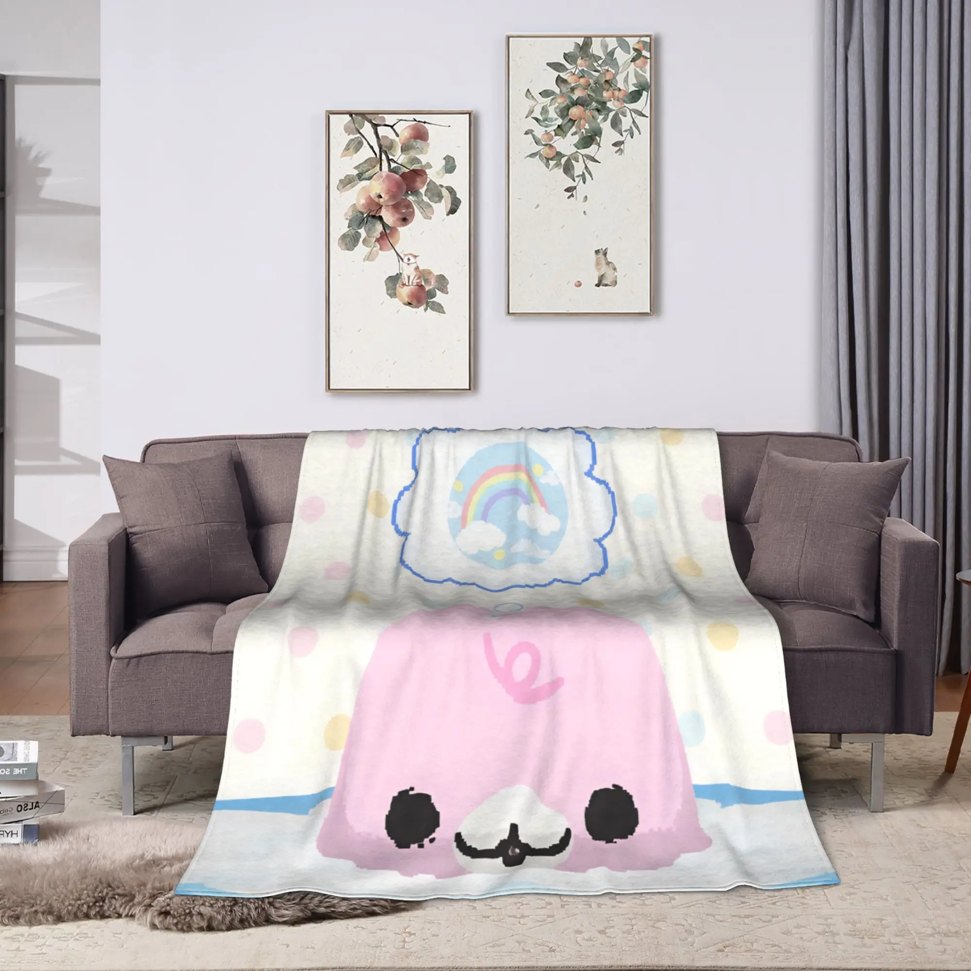CUTE M-Mamegoma Seal Flannel Blanket Winter  Warm Soft Bedding Throws for Children Bedroom Fashion Bedspread Sofa Bed Cover