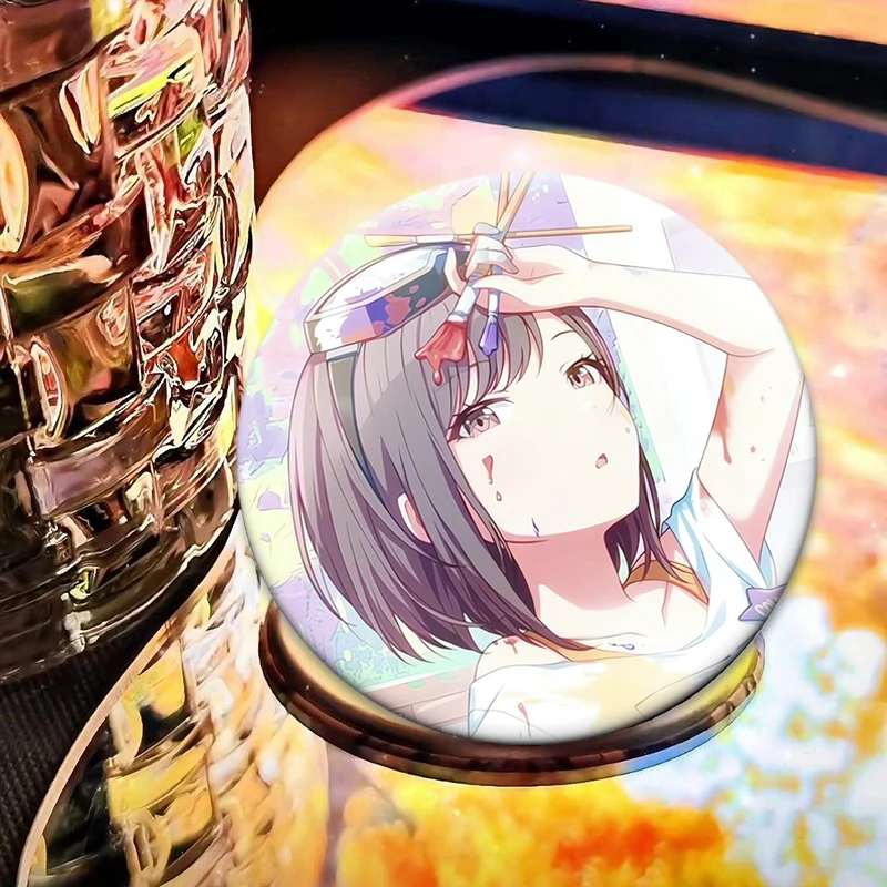 لطيف الكرتون فتاة شارة Shinonome Ena مشروع دبابيس على ظهره الملابس اليدوية دبابيس المينا المستديرة للمجوهرات هدية الإكسسوار