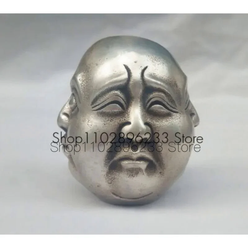 Tibet Brass 4 Faces Buddha Head Statue Expression of Joy Anger Sadness and Joy