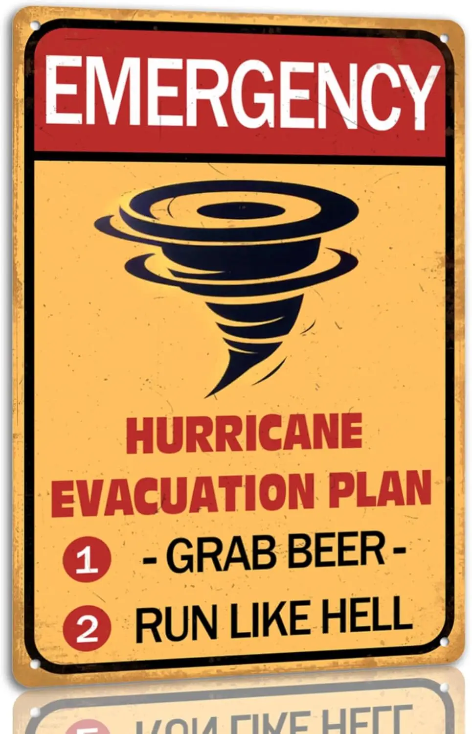 Hurricane Evacuation Plan Tin Sign Grab Beer Run Like Hell Metal Sign Funny Wall Decor Plaque For Home Bar Beach Pool Deck Porch