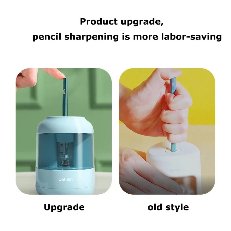 DELI Portable Automatic Electric Pencil Sharpener Battery Operated with Replaceable Tungsten Steel Blade for School Office Use
