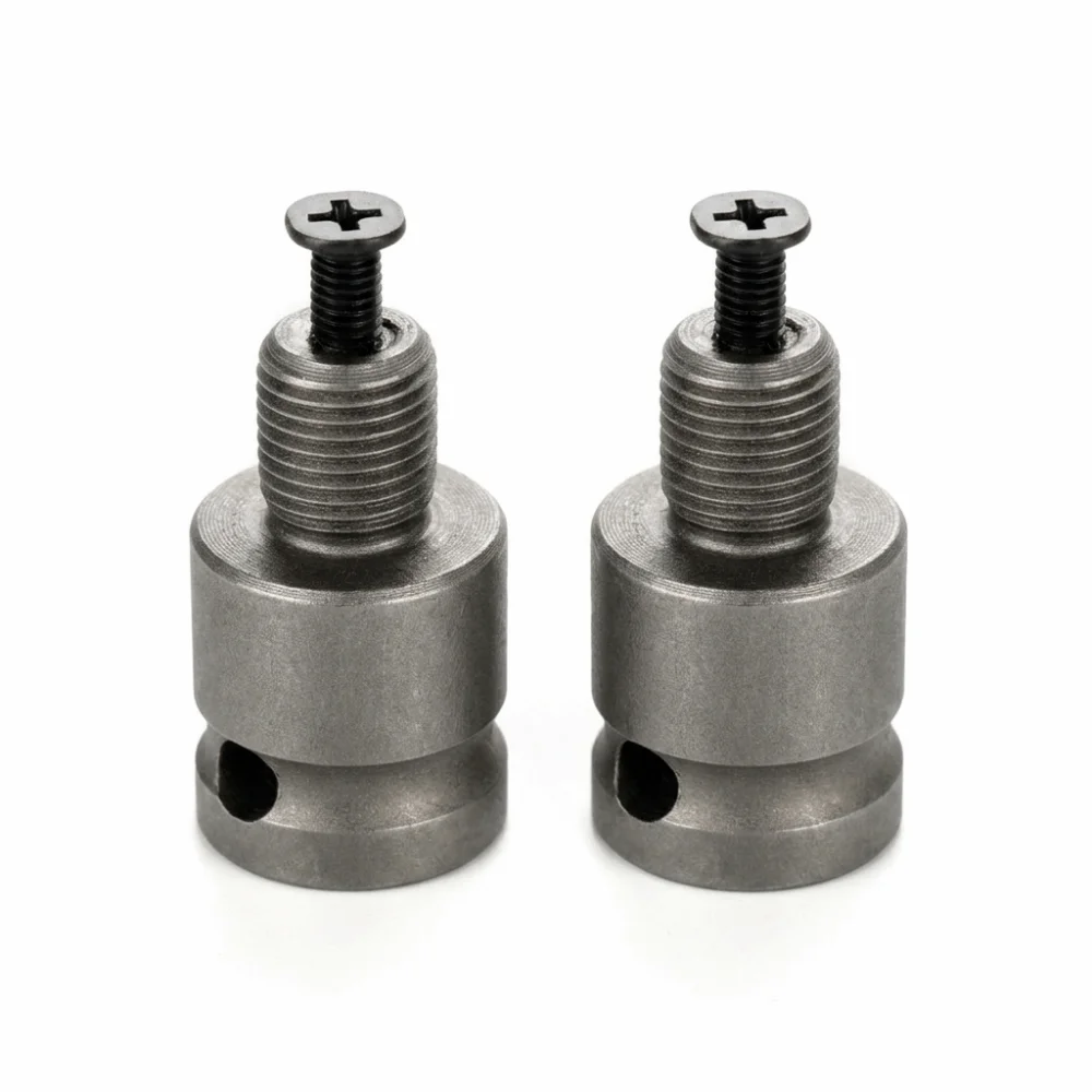 2pcs 1/2-20UNF Thread Threaded Drill Chuck Adapter Reverse Thread Screw With Hole Design Square Female Adapter