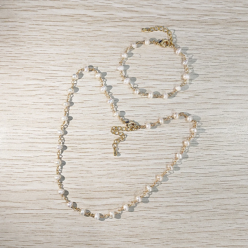 Women\'s High Quality Jewelry Exquisite Gift Lovely Creative Charm 18k Gold Plated Hand Twisted Natural Freshwater Pearl Necklace