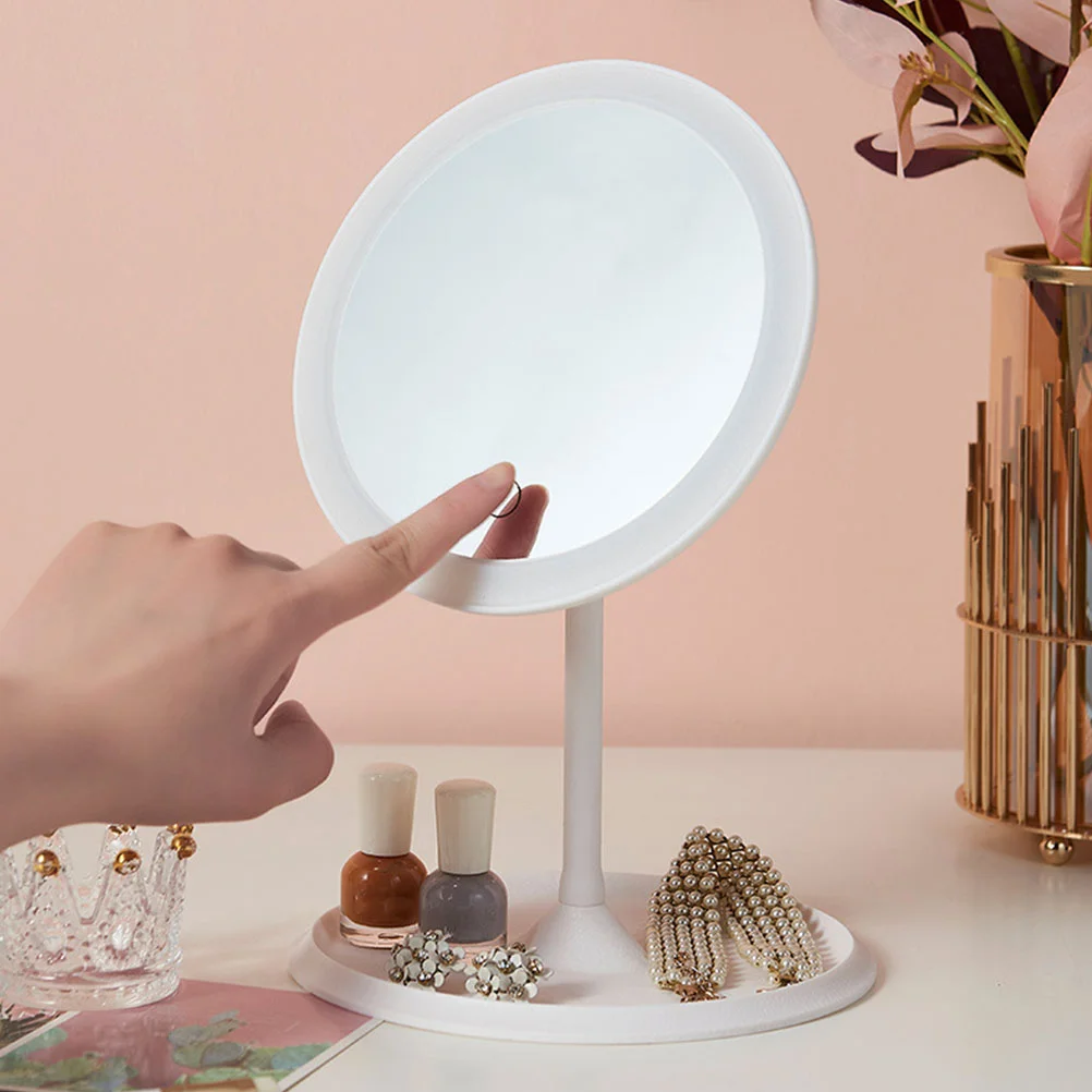 1 conjunto de espelho de vaidade led de alta definição brilho ajustável espelho de maquiagem de mesa para espelho alimentado por usb presente feminino