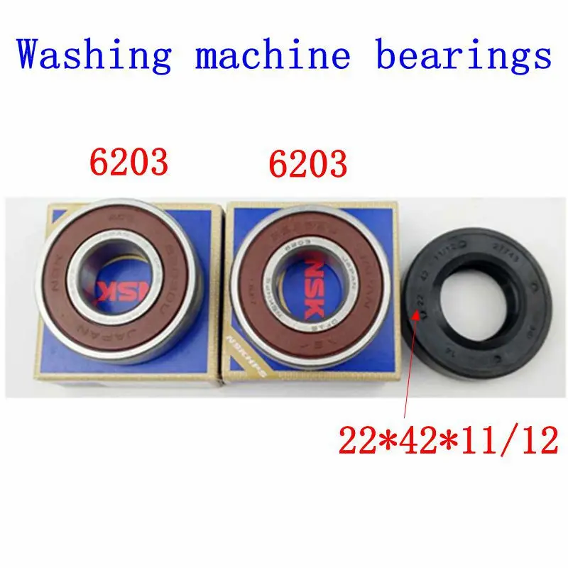 

for Bosch drum washing machine Water seal（22*42*11/12）+bearings 2 PCs（6203 6203）Oil seal Sealing ring parts