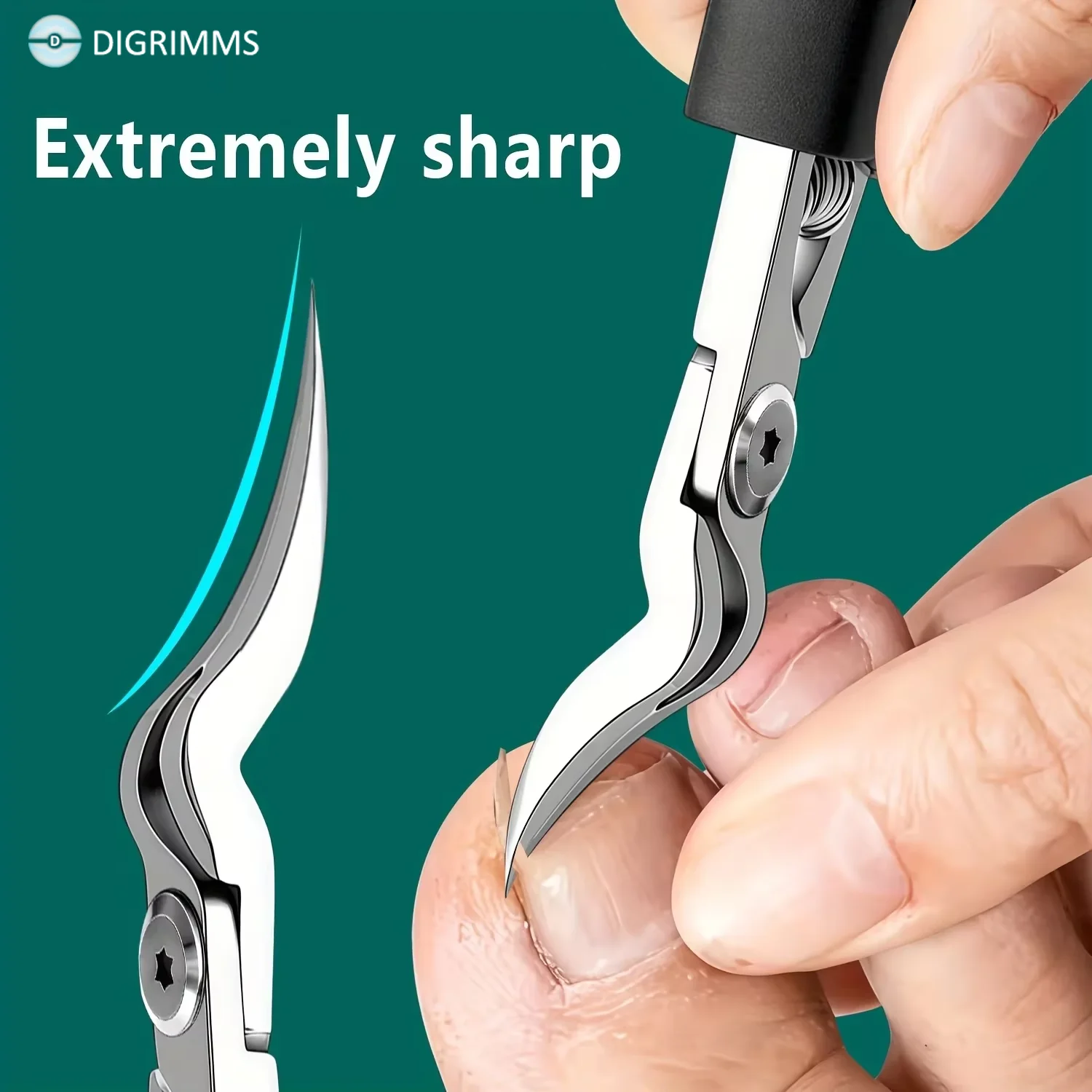 1 Unidade de Cortador de Unhas de Aço Inoxidável Reforçado, Cortador de Unhas Grossas para Adultos, Lâmina Curva de Grau Profissional