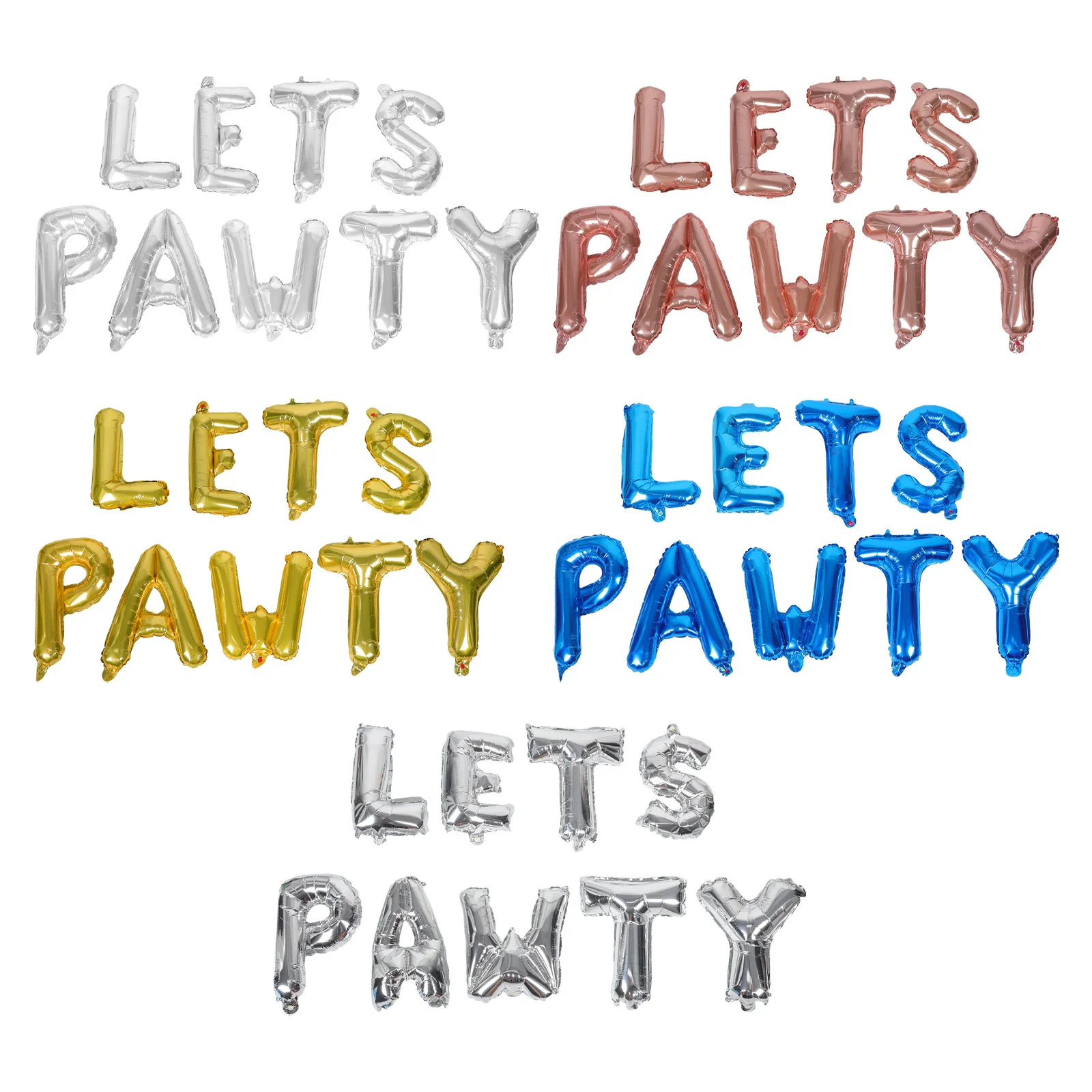 

5Sets Pet Birthday Balloons Lets Pawty Letter Foil Puppy Party Decorations Dog Cat Party Supplies Easy Inflate Paw Balloons