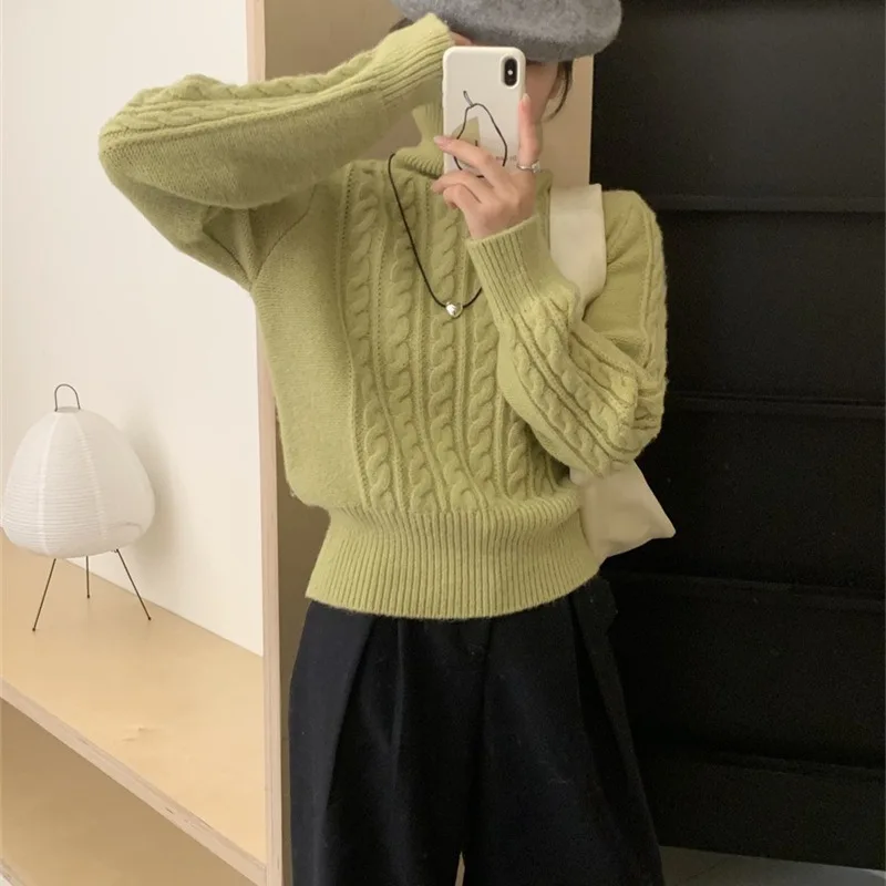 

Korean Style Turtleneck Pullover Sweater Women Soft Glutinous Keep Warm Inner Match Bottoming Shirt Casual Fashion Slim Fit Top