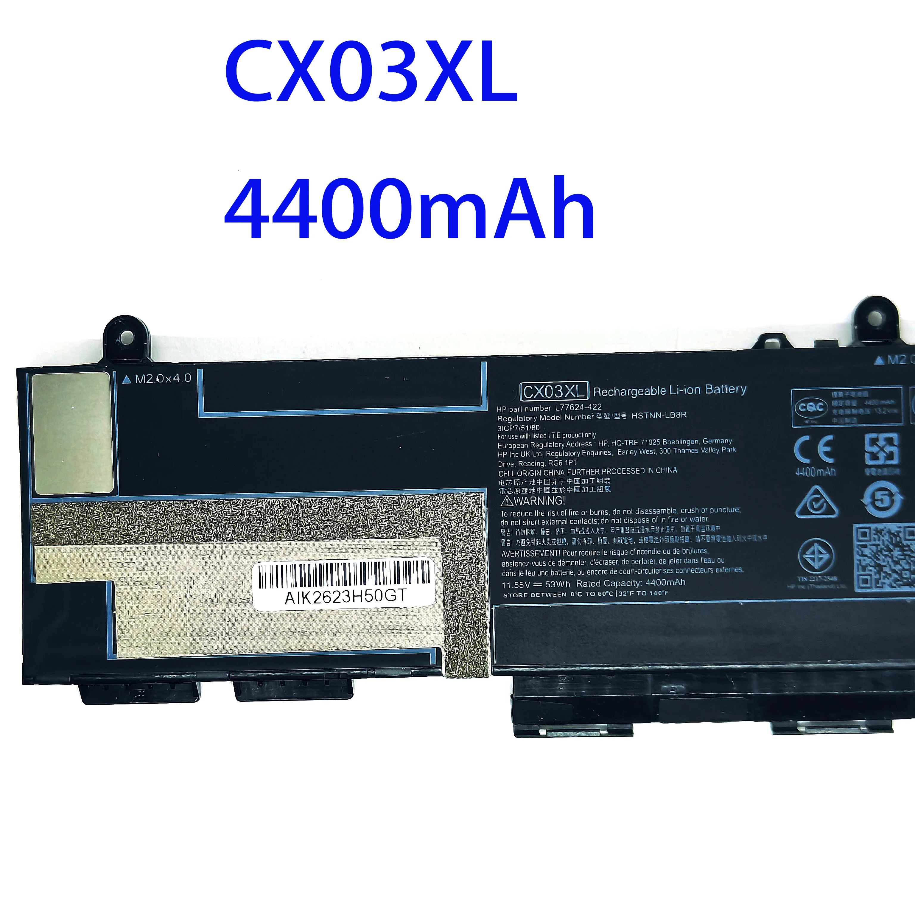 New Marvenho 53Wh  11.55V  4400mAh  CX03XL HSTNN-LB8R L77624-421 Replace Laptop Battery For HP EliteBook x360 830 G7 G8 Series