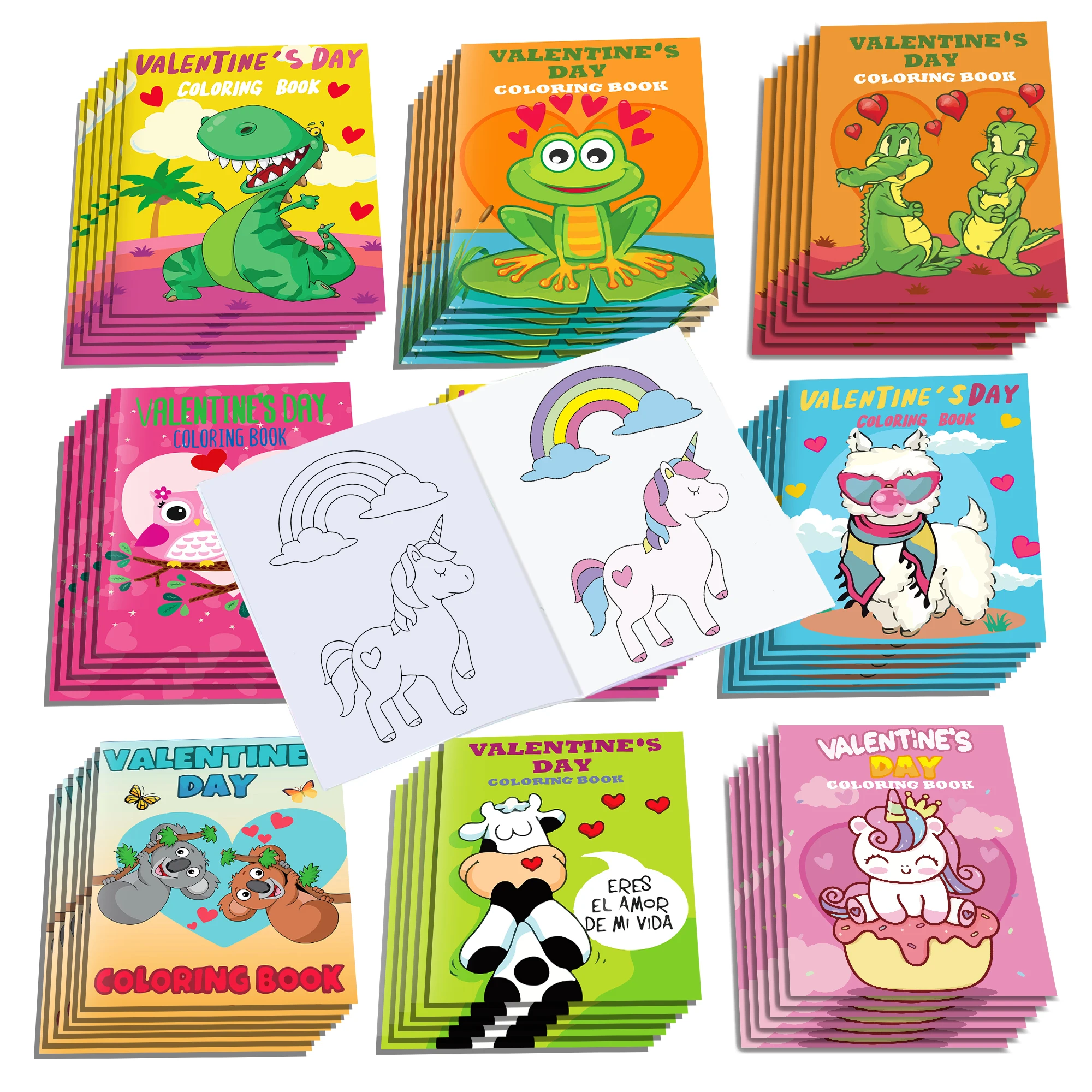 12 stücke Valentinstag Cartoon Anime Dinosaurier Graffiti Zeichnung Malerei Bücher DIY Färbung Bild Buch Geburtstag Party Geschenke
