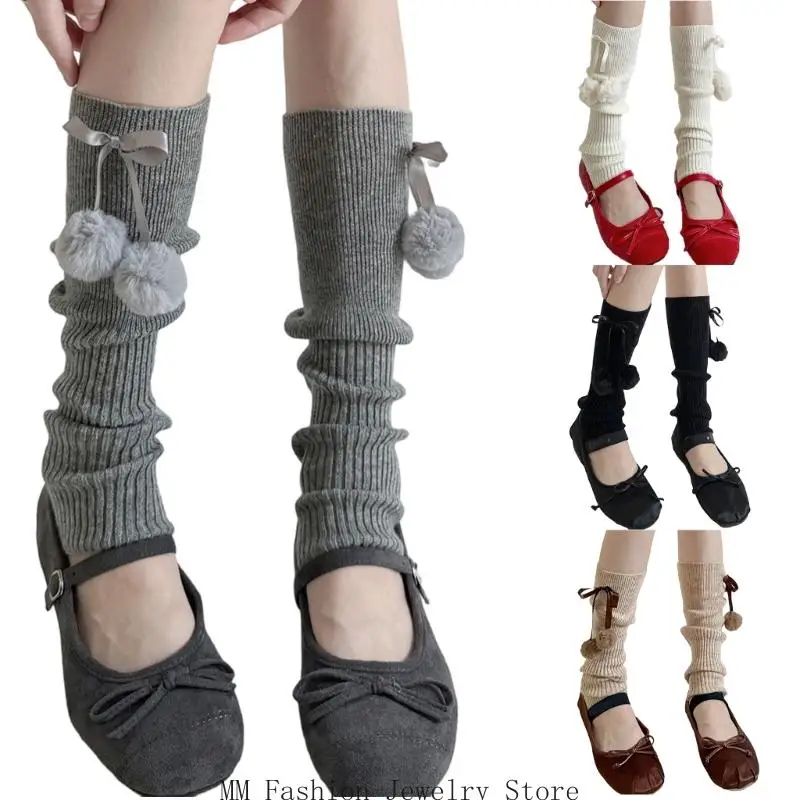 

Зимние теплые гетры для женщин и девочек, носки в стиле Лолита, плюшевые вязаные гетры, средние носки-трубы, D0UB