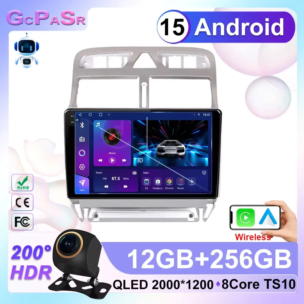 

Android 15 Car Carplay For Peugeot 307 SW 307CC 307SW 2002 -2013 Auto Radio Multimidia Player GPS Navigation Touch Screen WiFi