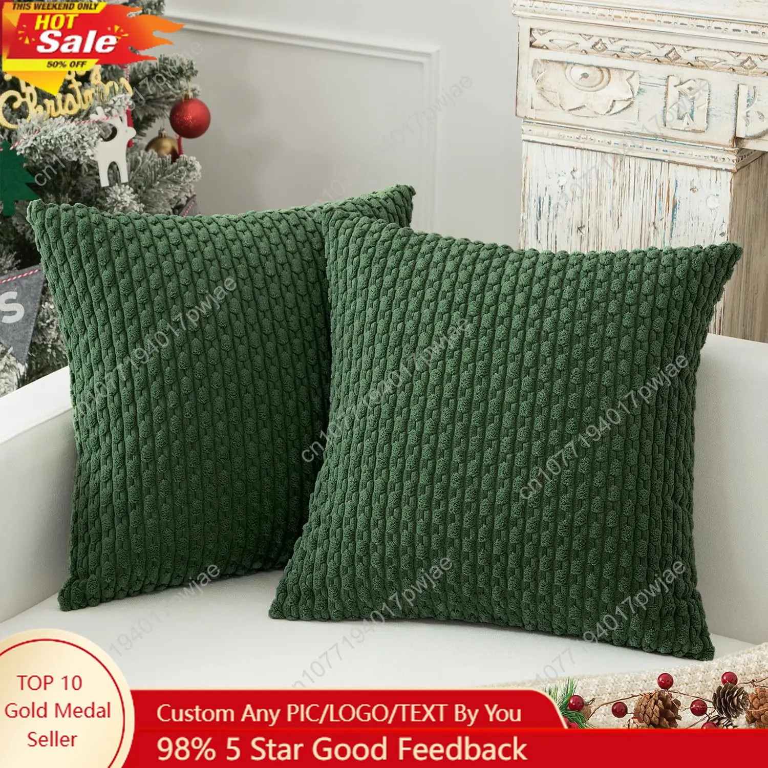 

Kevin Textile Pack of 2 Corduroy Decorative Throw Pillow Covers 18x18 Inch Soft Boho Striped Pillow Covers Modern Farmhouse Home