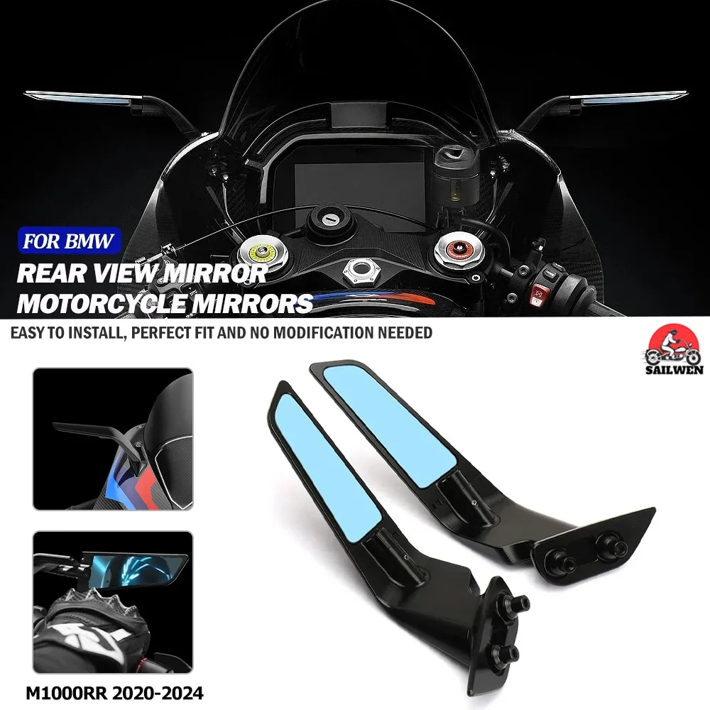 

Motorcycle Black Rearview Mirrors Adjustable Rotating Wind Wing Mirror Kit For BMW M 1000 RR M1000RR m1000rr 2020 - 2024