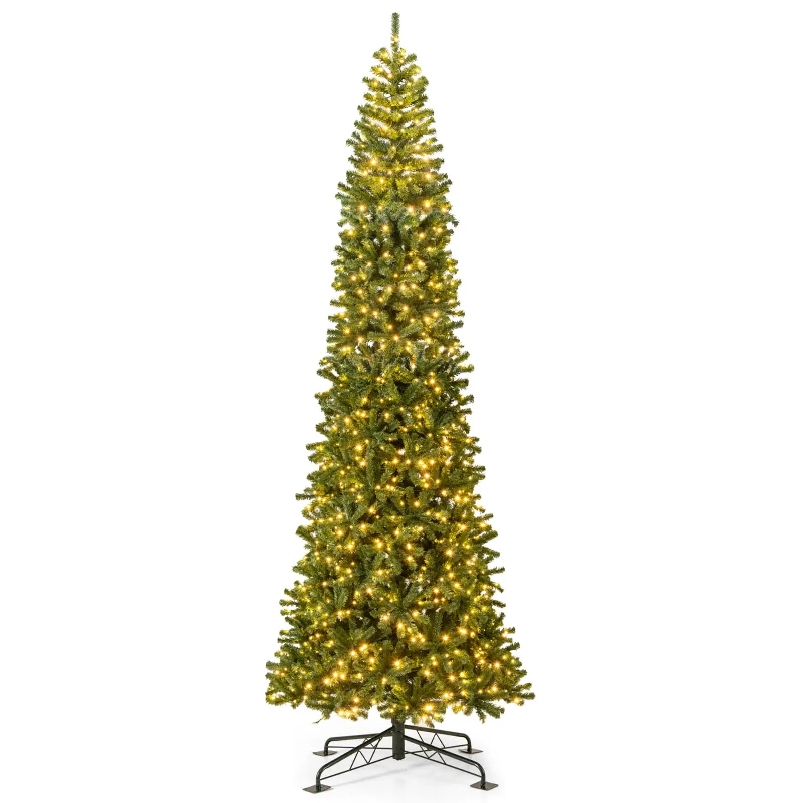 12FT Pre-lit Artificial Christmas Tree, Hinged Xmas Tree with Quick Power Connector, 2536 Branch Tips, 1030 Warm White